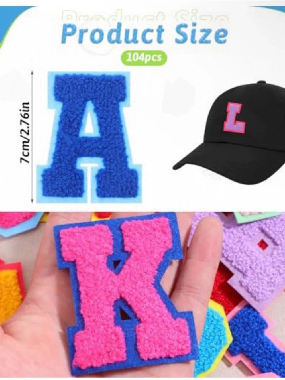 Colorful Chenille Iron On 104 Letter Patches